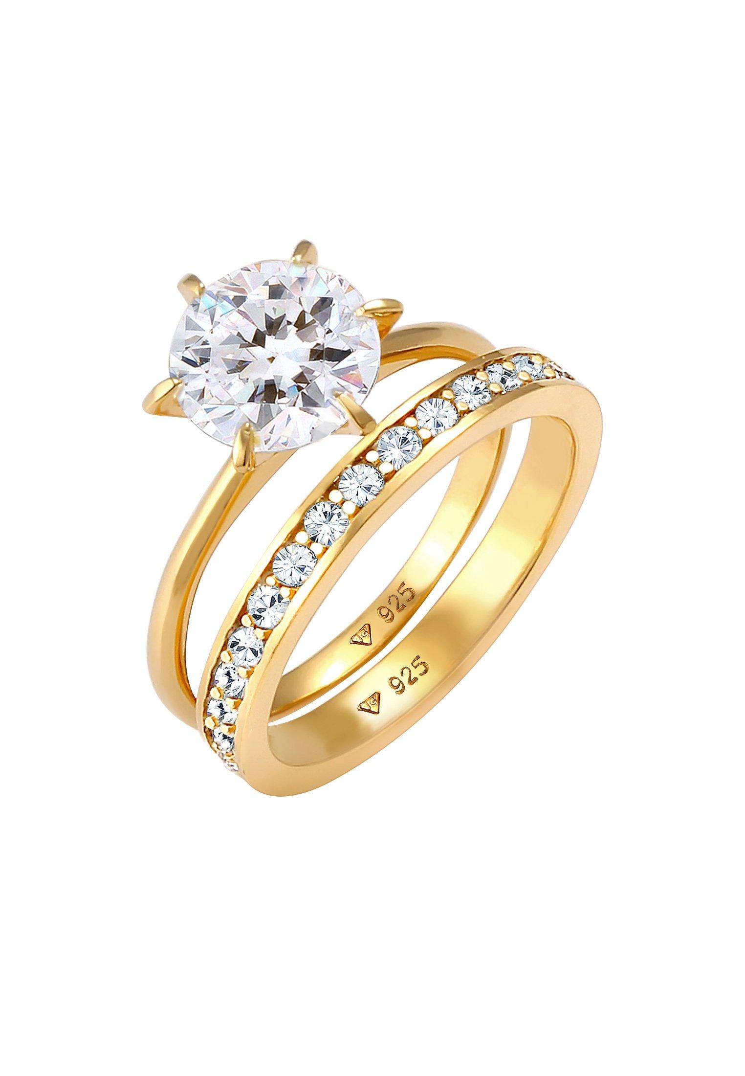 Elli  Bague Femmes Bande Set Solitaire Glamoureux Avec Cristaux 