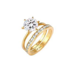 Elli  Bague Femmes Bande Set Solitaire Glamoureux Avec Cristaux 