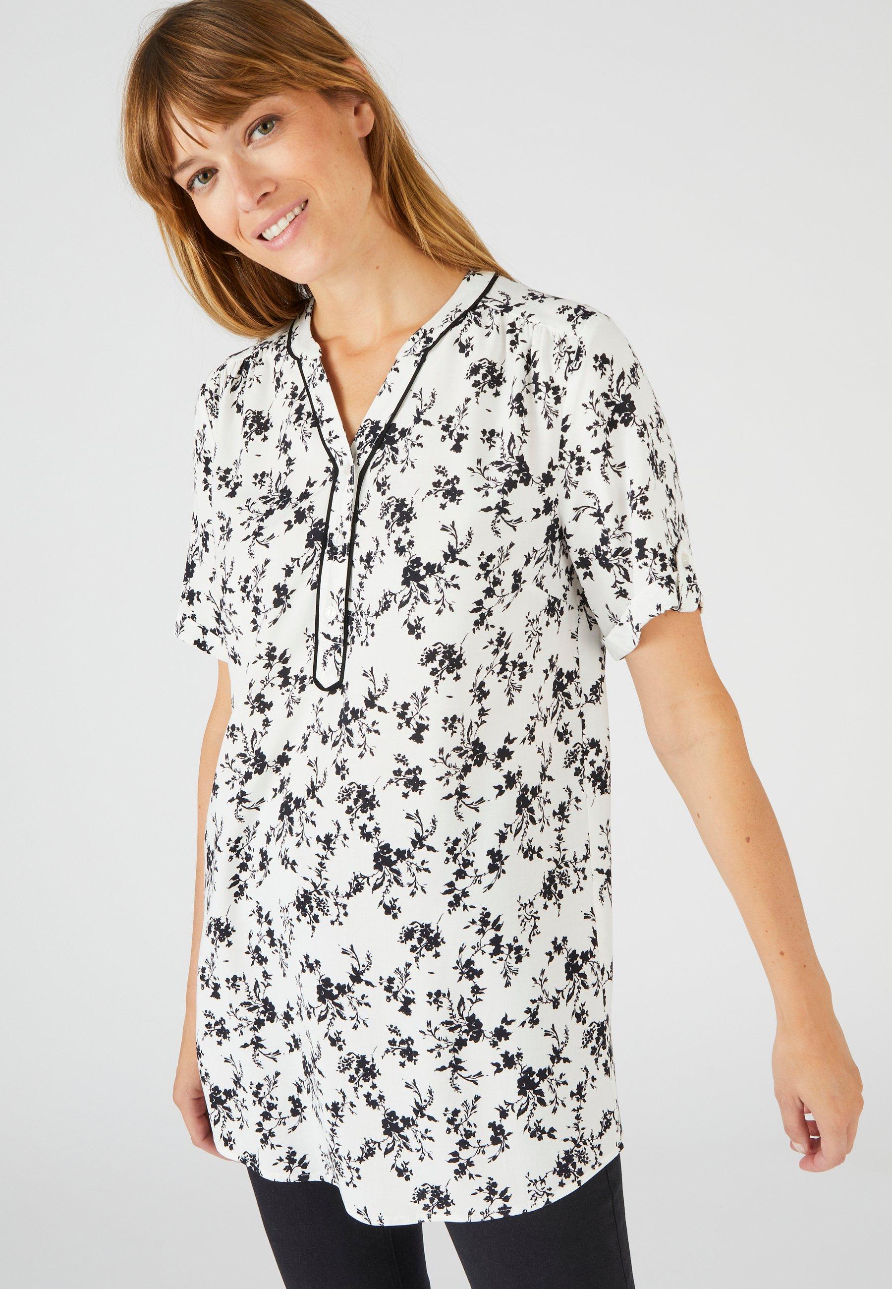 Image of Bluse Mit Blumenprint. Damen Schwarz 36