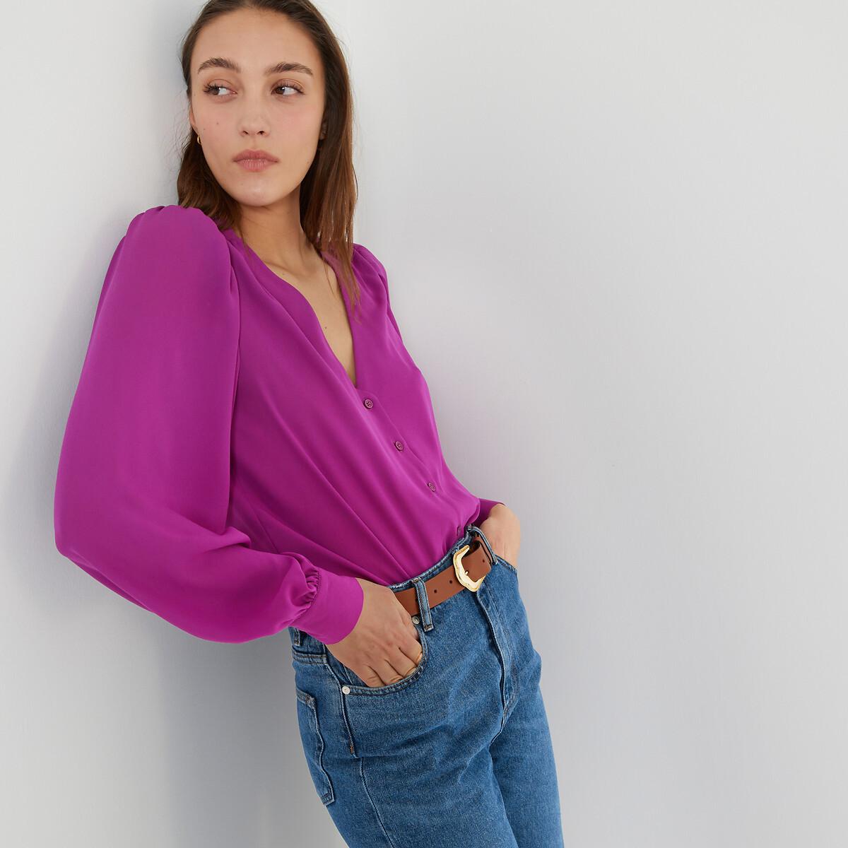 Image of Langärmelige Bluse Mit V-ausschnitt Damen Violett 34