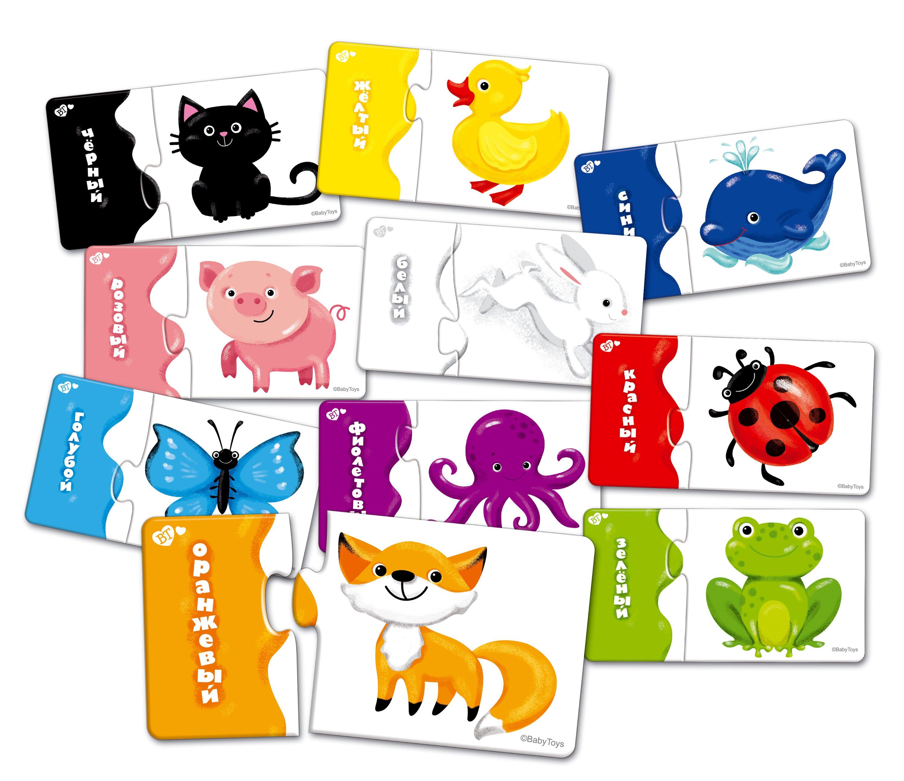 Montessori  Puzzle double couleurs amusantes avec 10 images, 20 pièces 