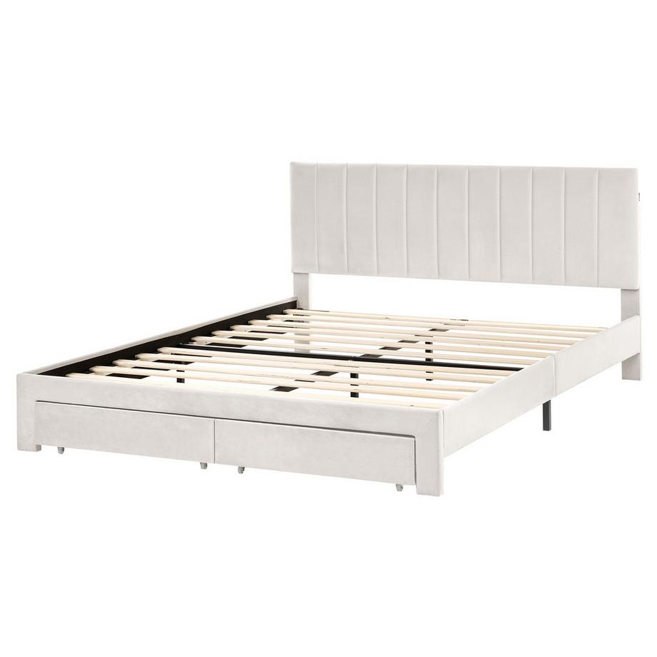 Beliani Letto con cassetti contenitori en Velluto Glamour LONZAC  