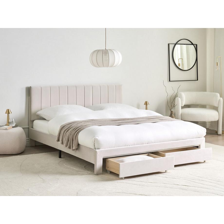Beliani Letto con cassetti contenitori en Velluto Glamour LONZAC  
