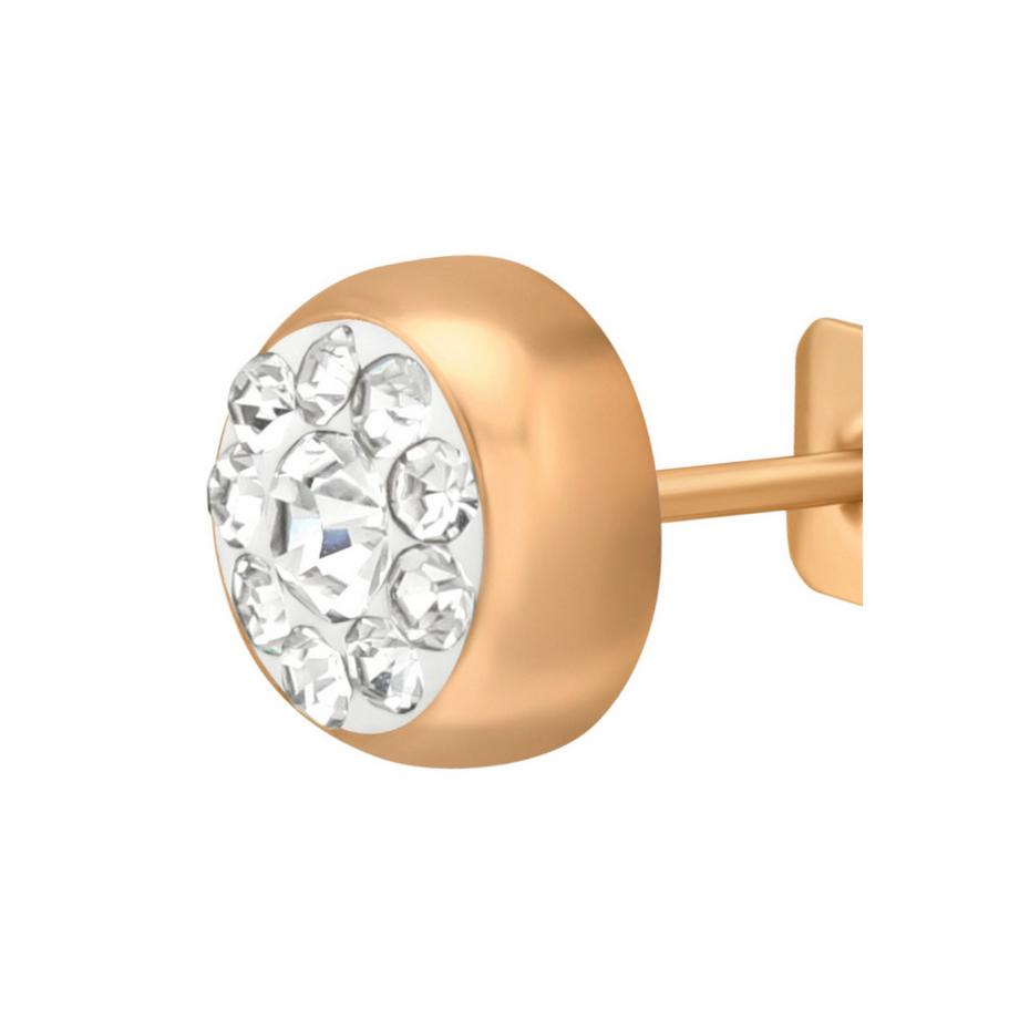 Maxte  Roséene ChirurgenstahlOhrstecker Rund  mit Kristall 