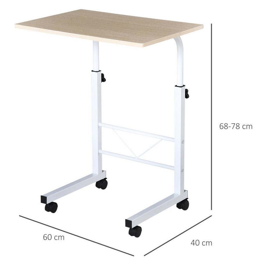 Northio Table D'Appoint Table Basse Réglable En Hauteur Bureau D'Appoint Mobile Roues Freins Table En C Panneau De Particules Acier Multicolore  