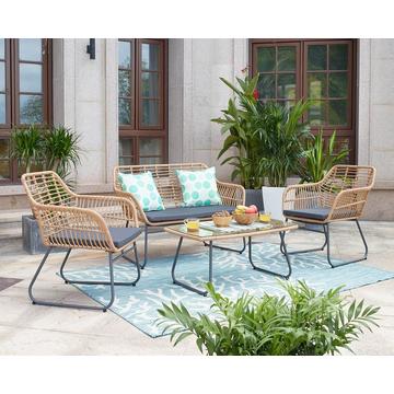 Garten Sitzgruppe Polyrattan natur (4-tlg)