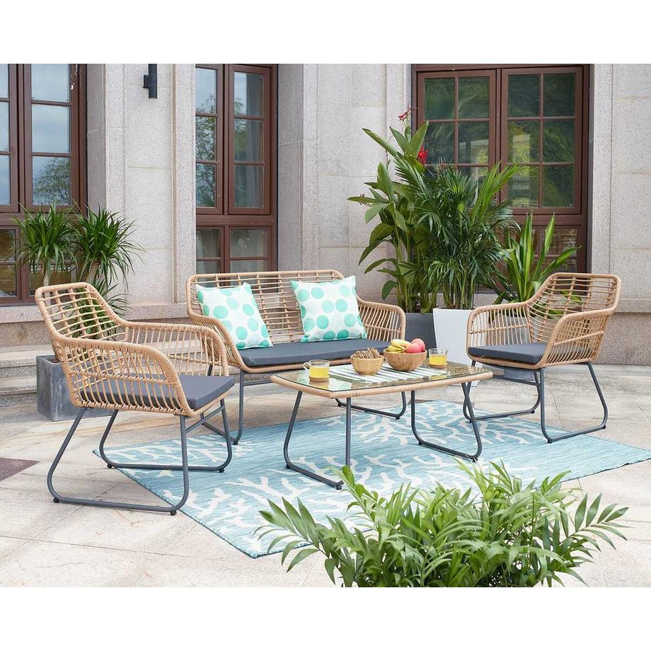 mutoni Salon de jardin Stilano nature (4 pièces)  