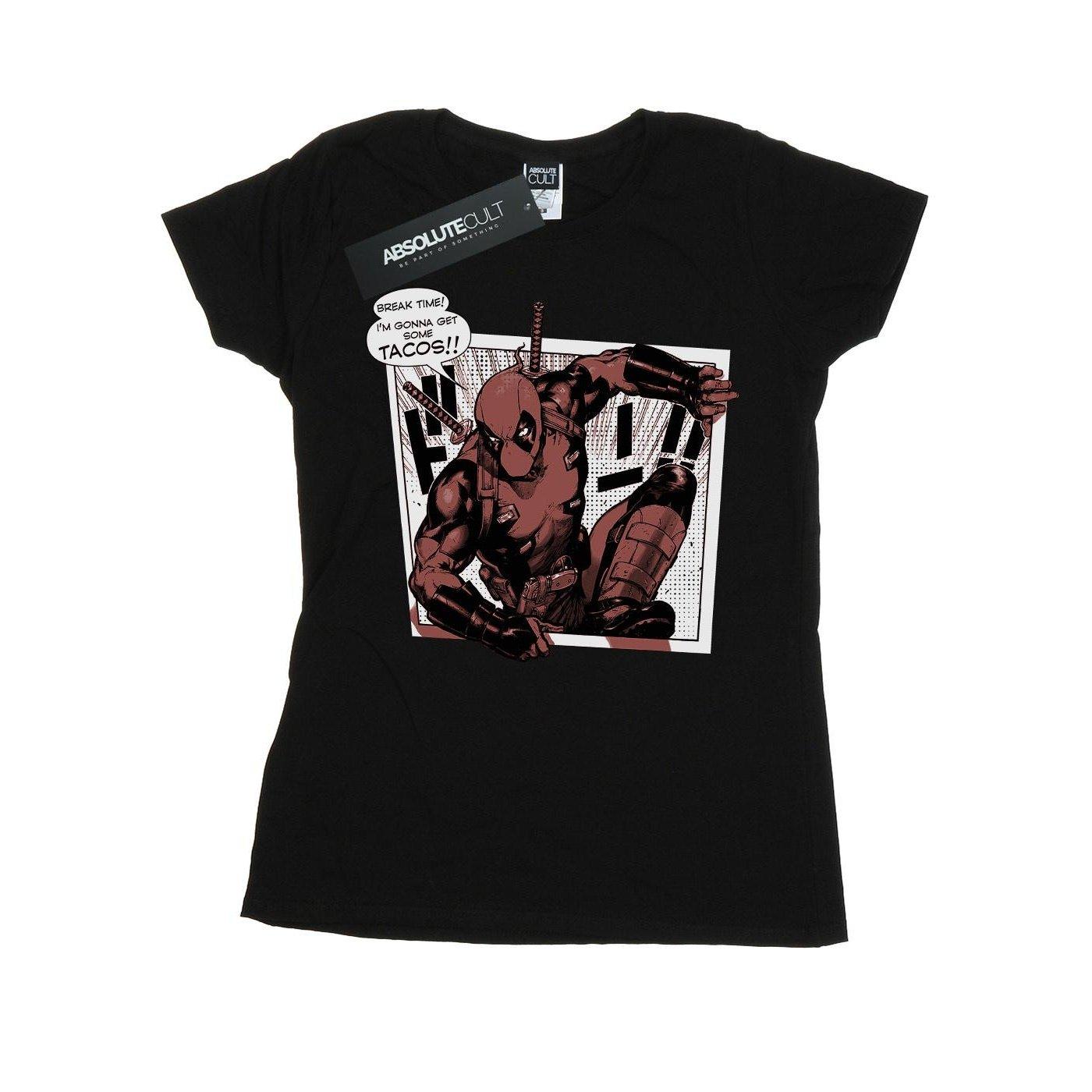 Image of Deadpool Breaktime Tacos Tshirt Damen Schwarz M