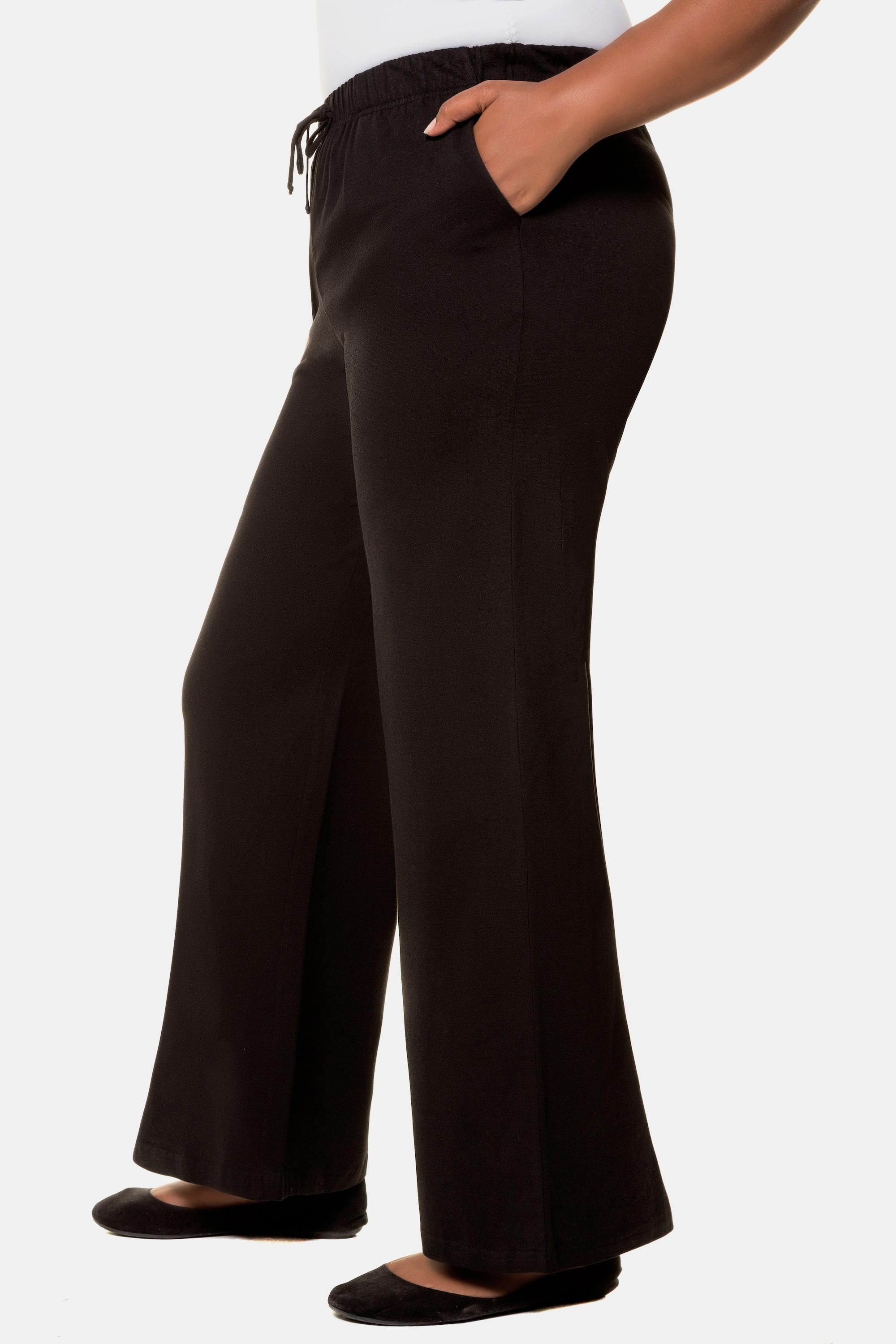 Ulla Popken  Pantalon Marlene en jersey, taille élastique classique noir 