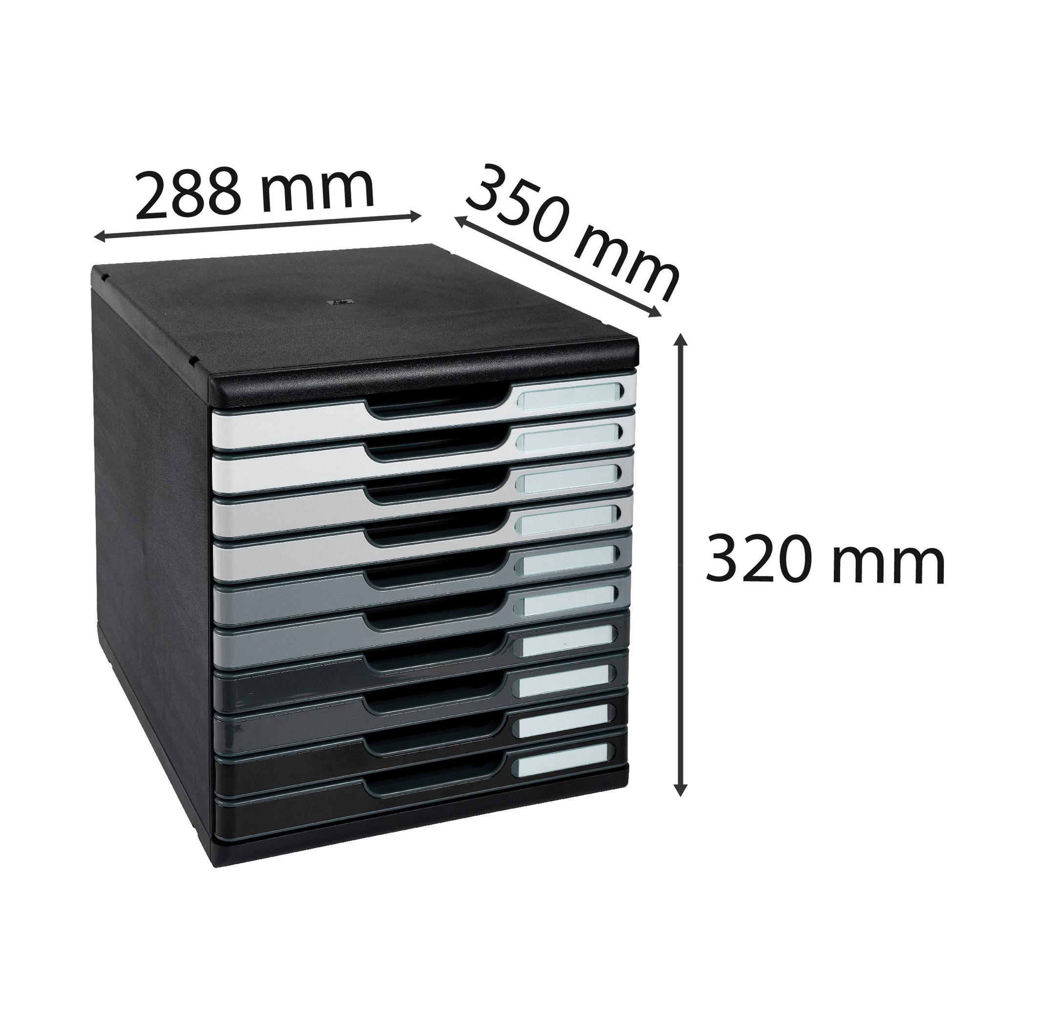 Exacompta Schubladenbox MODULO A4, 10 geschlossene Schubladen  