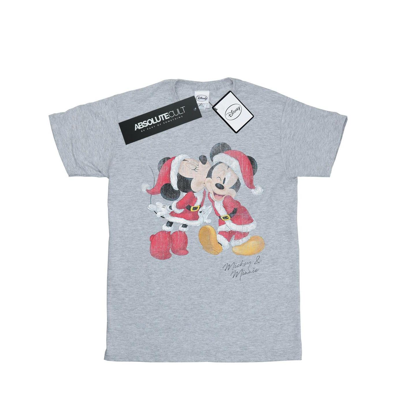 Image of Mickey And Minnie Christmas Kiss Tshirt Damen Grau S