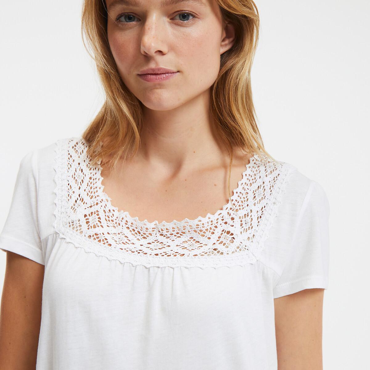 La Redoute Collections  Chemise de nuit dentelle et coton peigné 