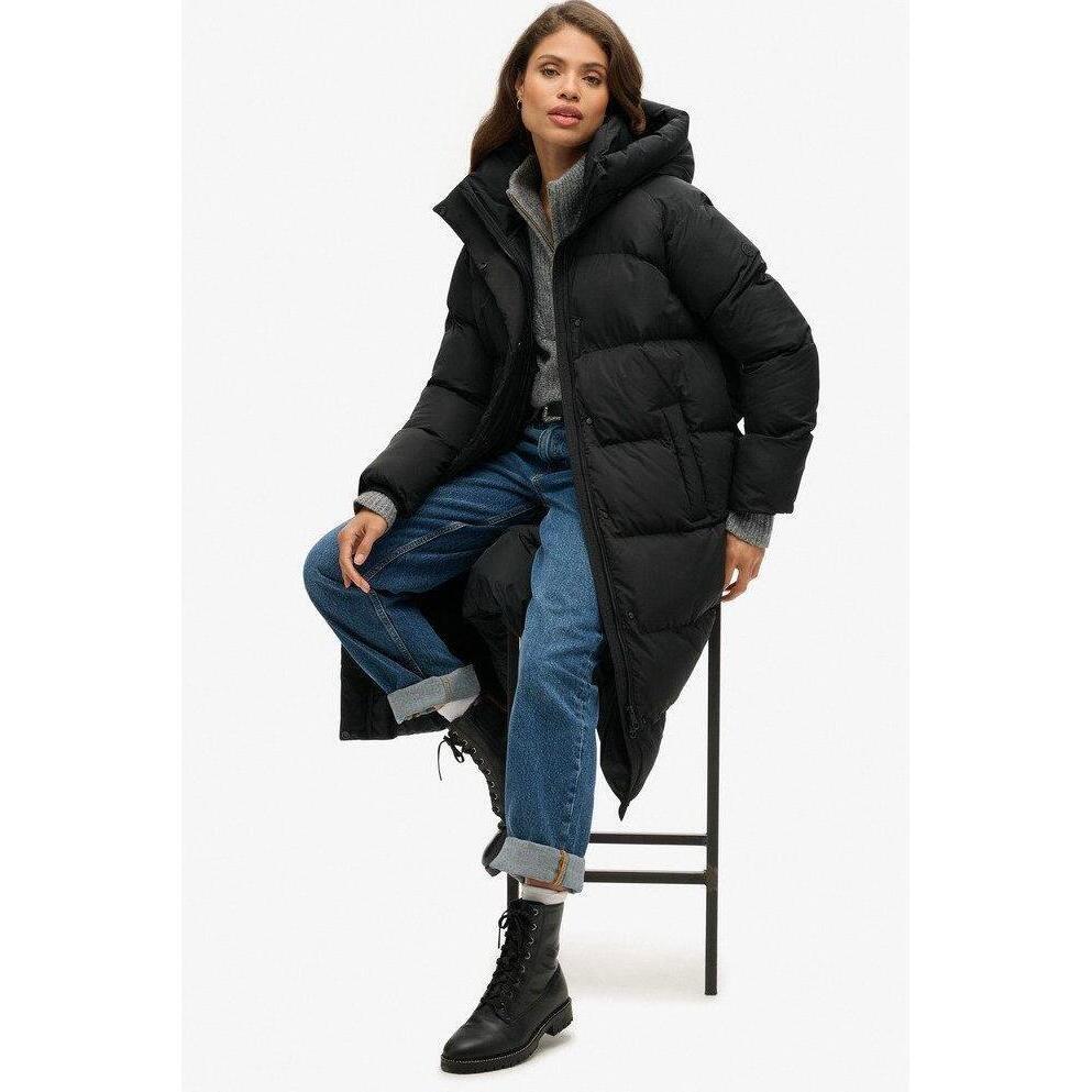 Superdry  lange daunenjacke mit kapuze, damen 