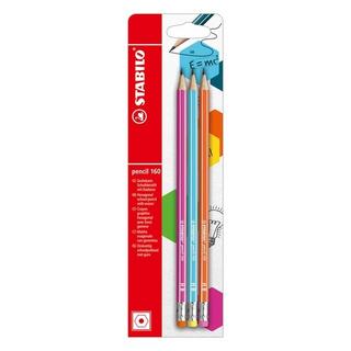 STABILO STABILO Bleistift 160 mit Gummi HB B-50500-10 assortiert 3 Stk.  