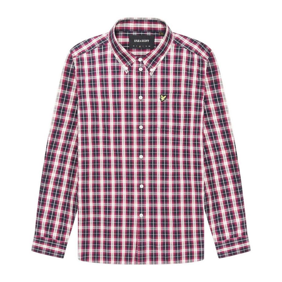 Camicia A Quadri Popeline Manica Lunga