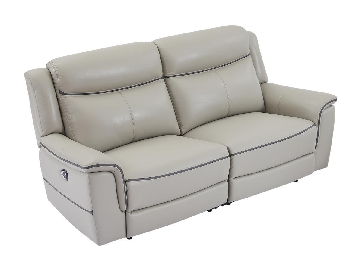 Vente-unique Relaxsofa 3-Sitzer elektrisch - Leder - Hellgrau - ADELIO  