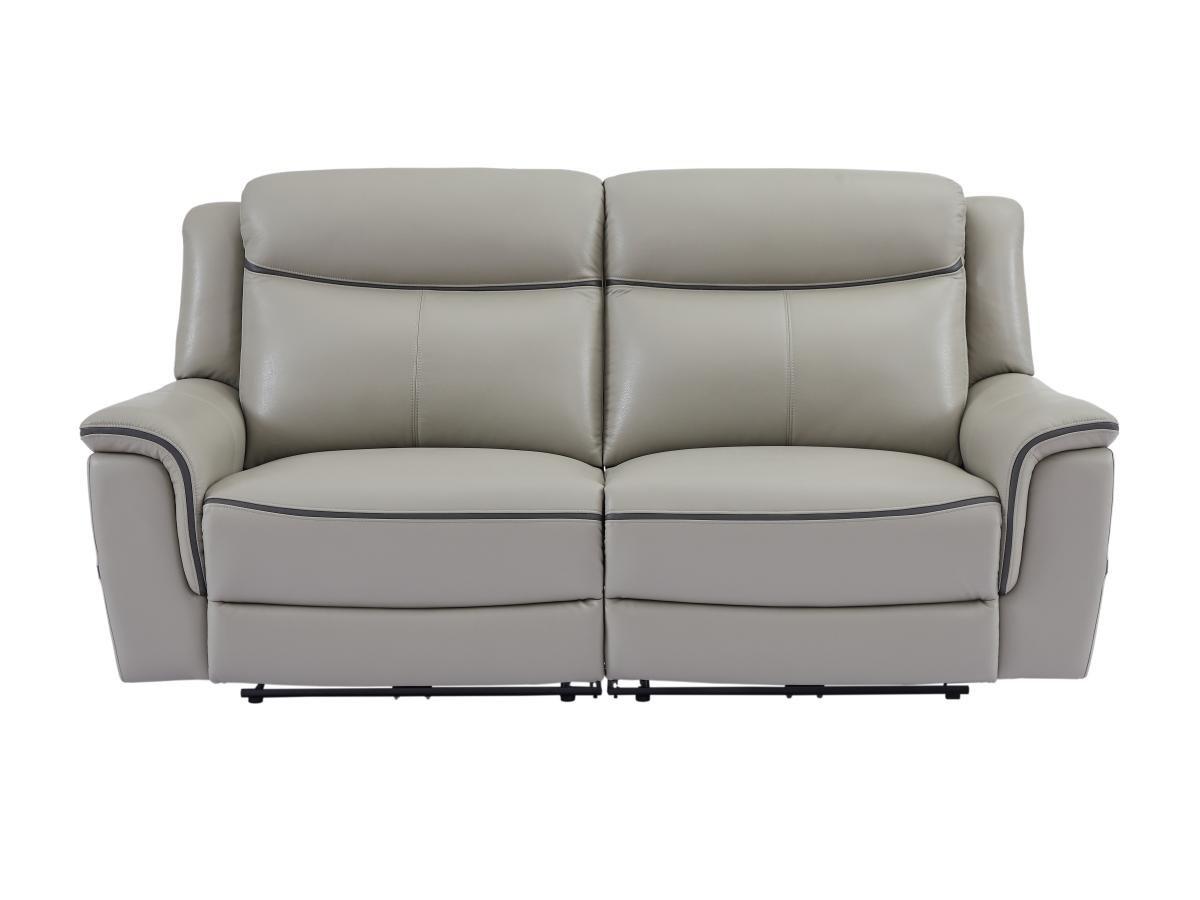 Vente-unique Relaxsofa 3-Sitzer elektrisch - Leder - Hellgrau - ADELIO  