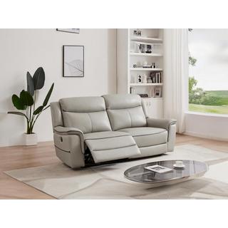 Vente-unique Relaxsofa 3-Sitzer elektrisch - Leder - Hellgrau - ADELIO  