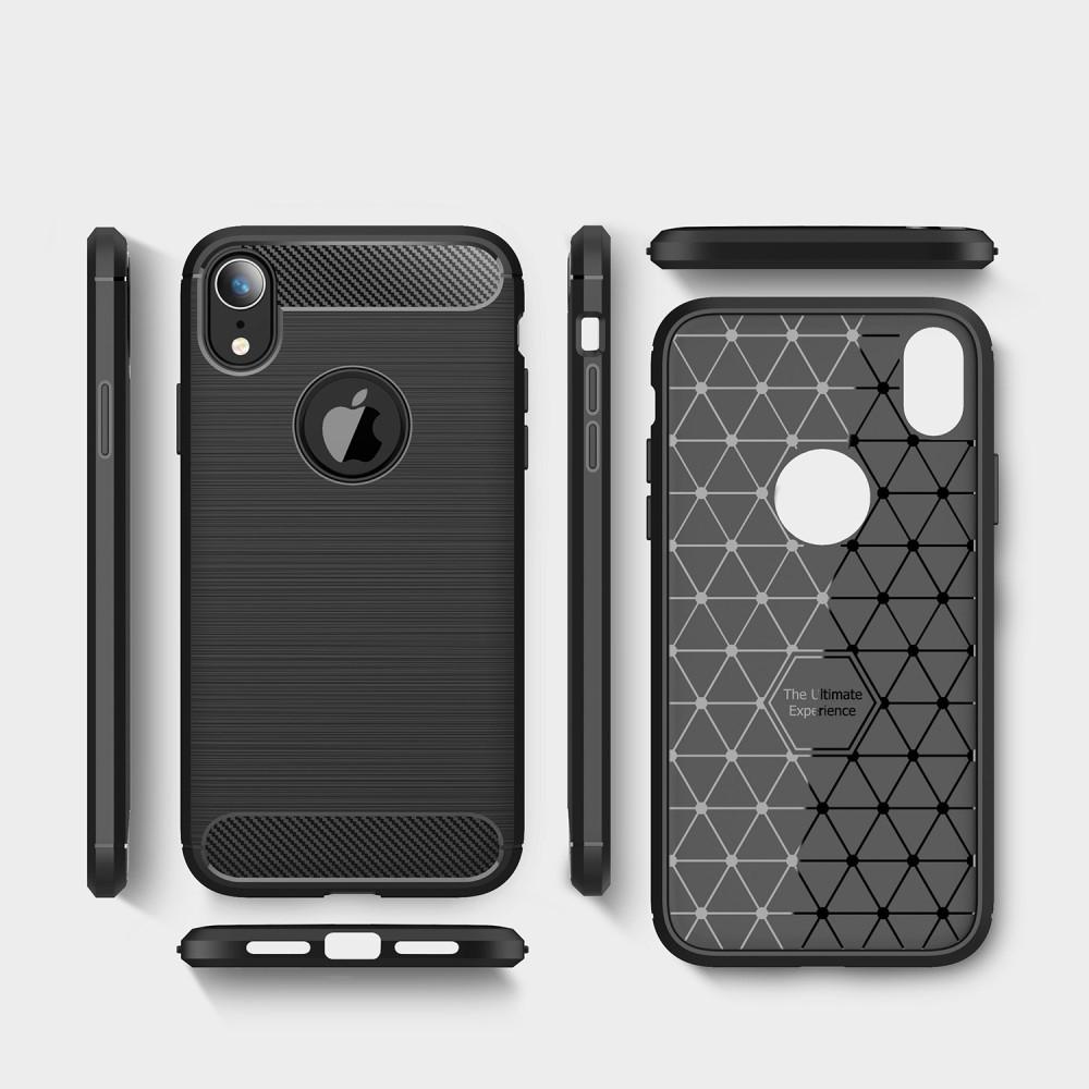 Cover-Discount  iPhone XR - Silikon Gummi Case Metall Carbon Look 
