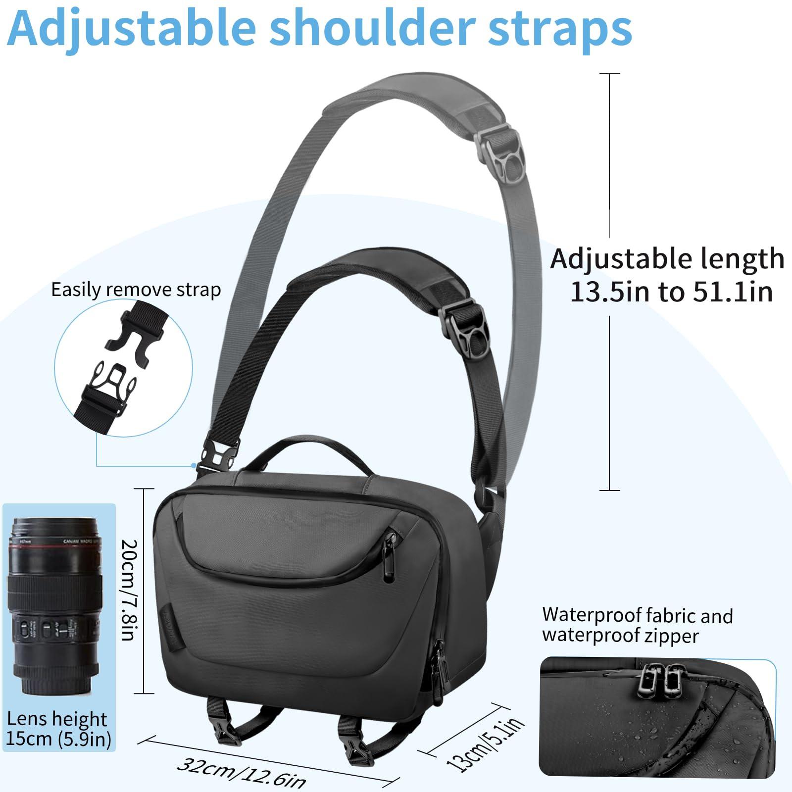 Only-bags.store  DSLR-Kameratasche, SLR-Fototasche, Kameratasche zum Aufhängen, wasserdichte Kameratasche mit Stativhalter, Umhängetasche für Fotografen 