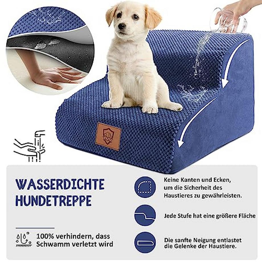 Alopini  Wasserdichte Haustiertreppe, abnehmbare Hundetreppe für Sofabett, tragbare Katzentreppe mit 