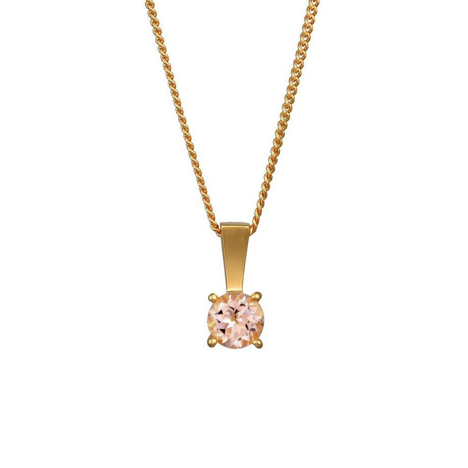 Halskette Solitär Morganit Edelstein 925 Silber Vergoldet