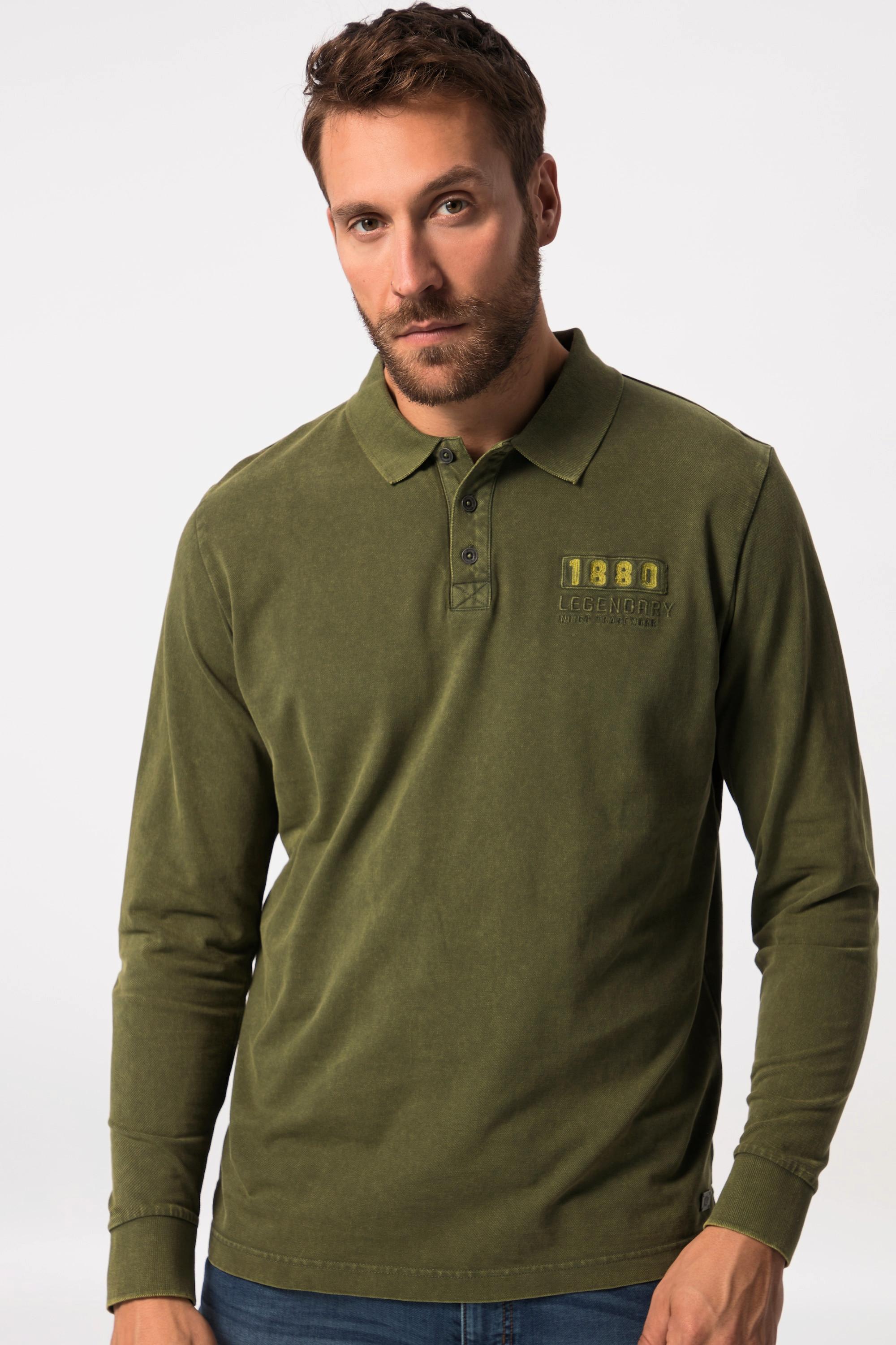 JP1880  Poloshirt, Langarm, Pikee, Badges, Tall 