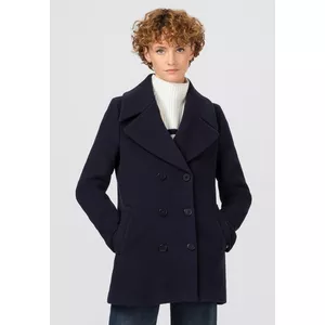 Veste caban longue, en laine vierge mélangée sans mulesing