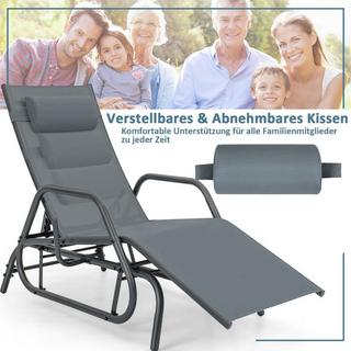 Northix Chaise longue avec fonction berçante, chaise longue de jardin avec dossier réglable, gris  