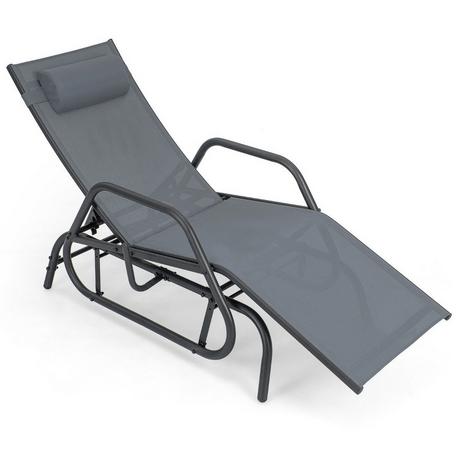 Northix Chaise longue avec fonction berçante, chaise longue de jardin avec dossier réglable, gris  