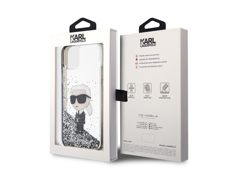 KARL LAGERFELD  Coque iPhone 15 Plus Glitter Ikonik 