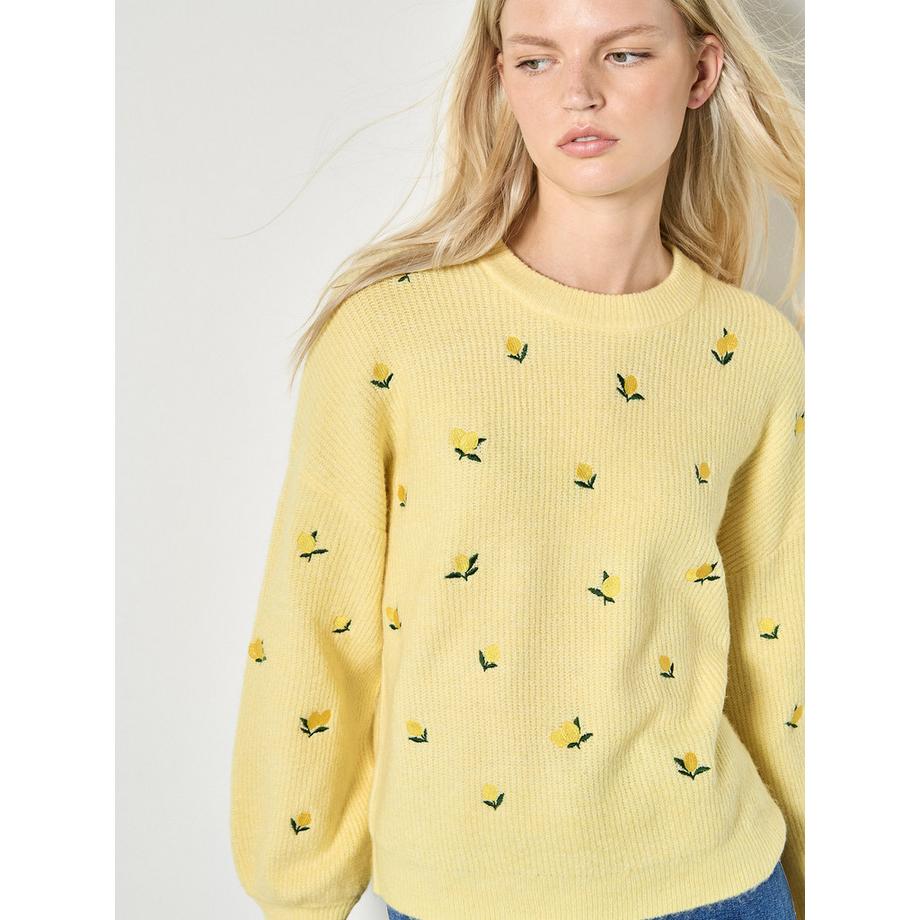 APRICOT Strickpullover mit Zitronenstickerei  