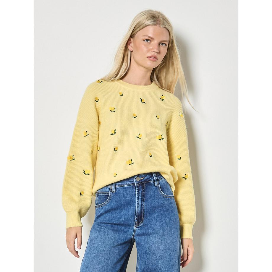 Strickpullover mit Zitronenstickerei