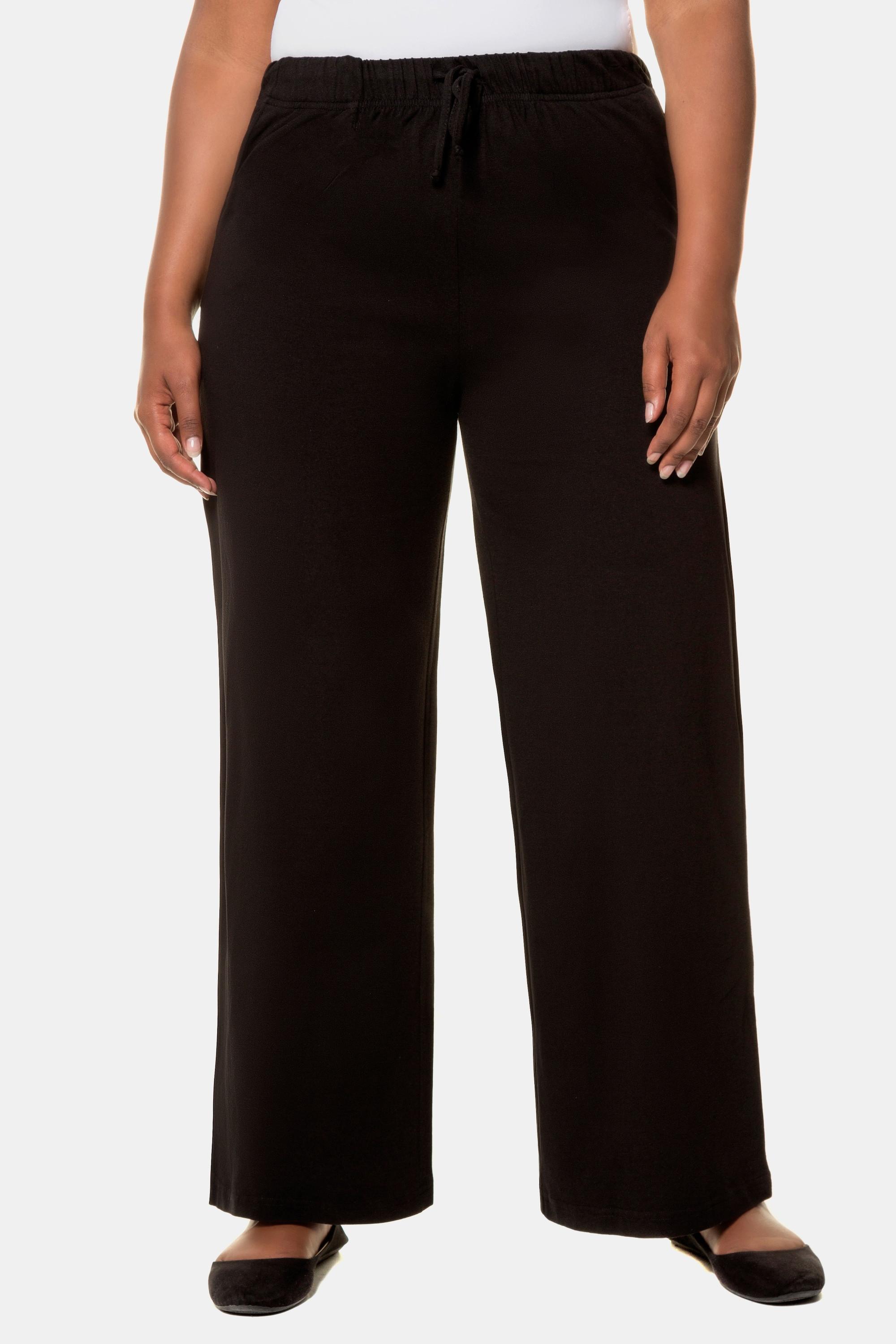 Ulla Popken  Pantaloni in jersey dalla gamba dritta con cintura elastica classico nero 