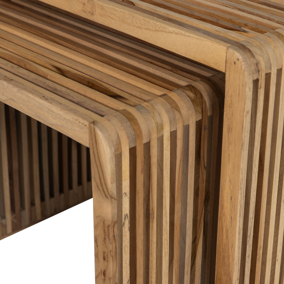 mutoni Table d'appoint Jasmin teck naturel (lot de 2)  