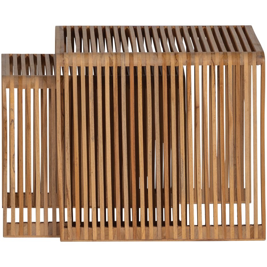 mutoni Table d'appoint Jasmin teck naturel (lot de 2)  