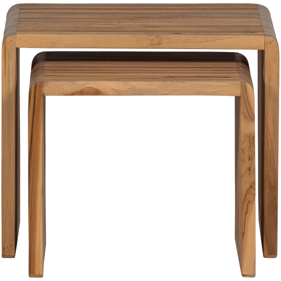 mutoni Table d'appoint Jasmin teck naturel (lot de 2)  