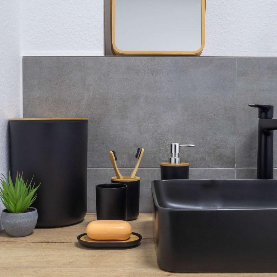 Intirilife Intirilife Set d'accessoires de salle de bain en bambou et plastique  