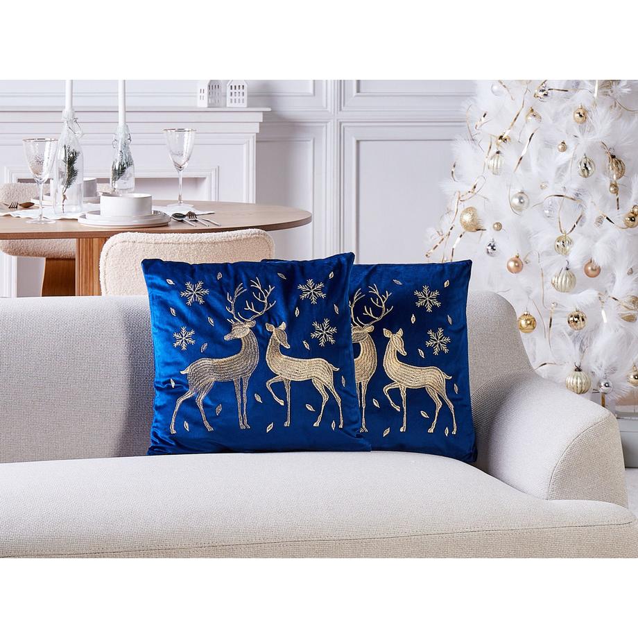 Beliani Dekokissen 2er Set aus Samtstoff Glamourös MERINGUE  