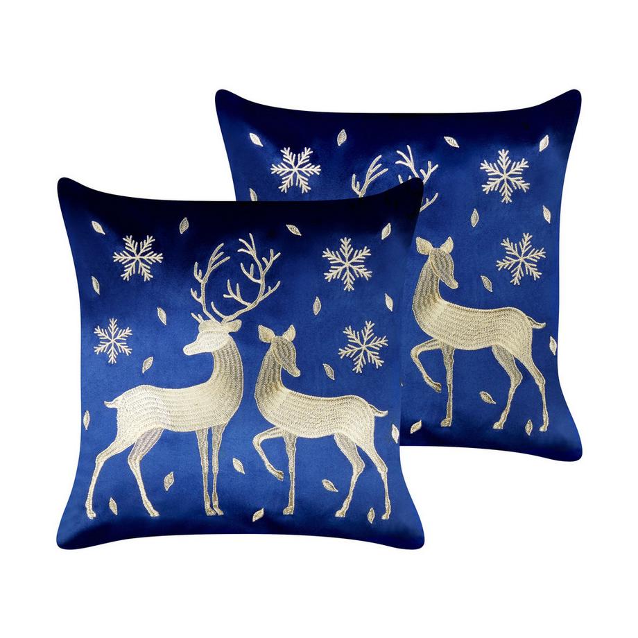 Beliani Dekokissen 2er Set aus Samtstoff Glamourös MERINGUE  