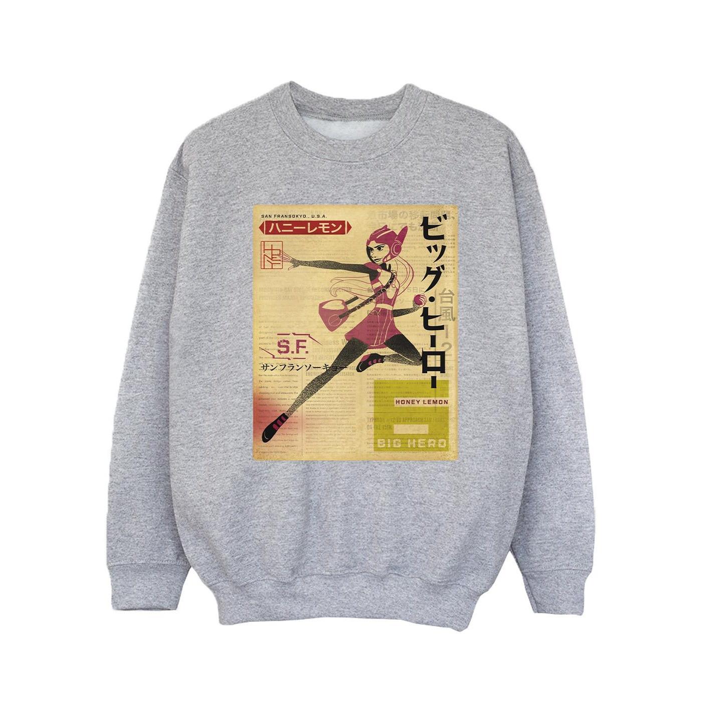 Image of Big Hero 6 Baymax Honey Lemon Newspaper Sweatshirt Unisex Grau 152-158