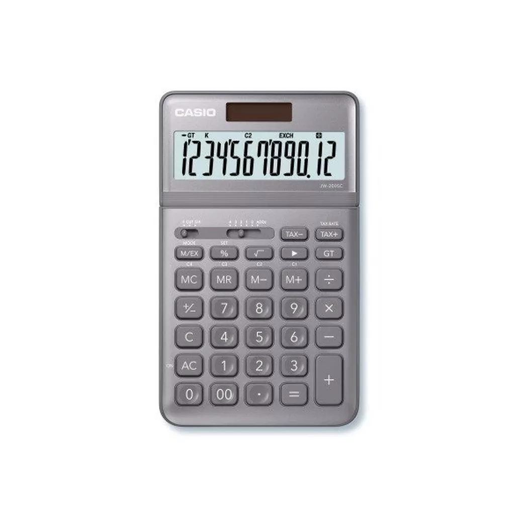 CASIO – Tischrechner JW200SCGY 12-stellig, Taubengrau