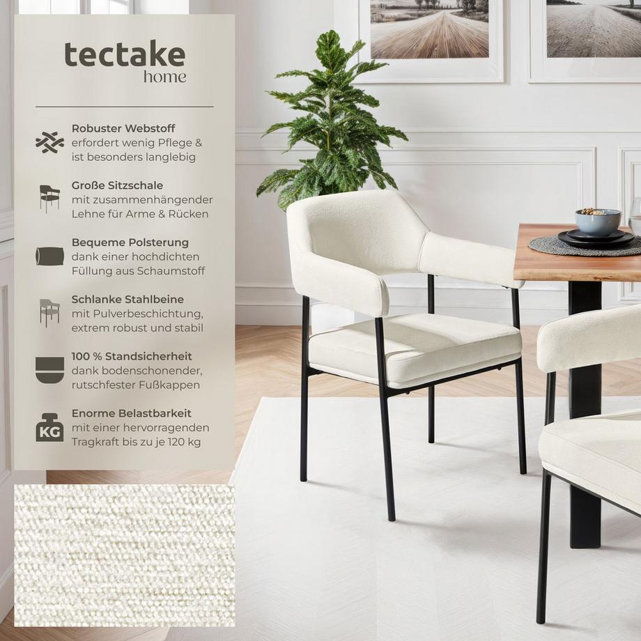 Tectake Armlehnstuhl Doé gepolstert durchgehende Lehne  