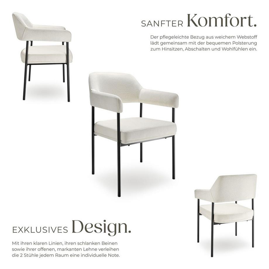 Tectake Armlehnstuhl Doé gepolstert durchgehende Lehne  
