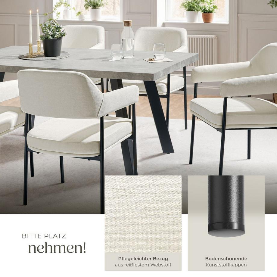 Tectake Armlehnstuhl Doé gepolstert durchgehende Lehne  