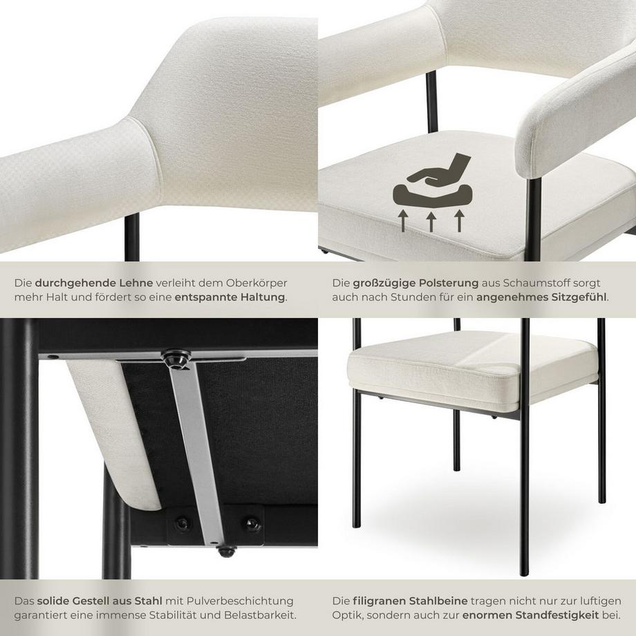 Tectake Armlehnstuhl Doé gepolstert durchgehende Lehne  