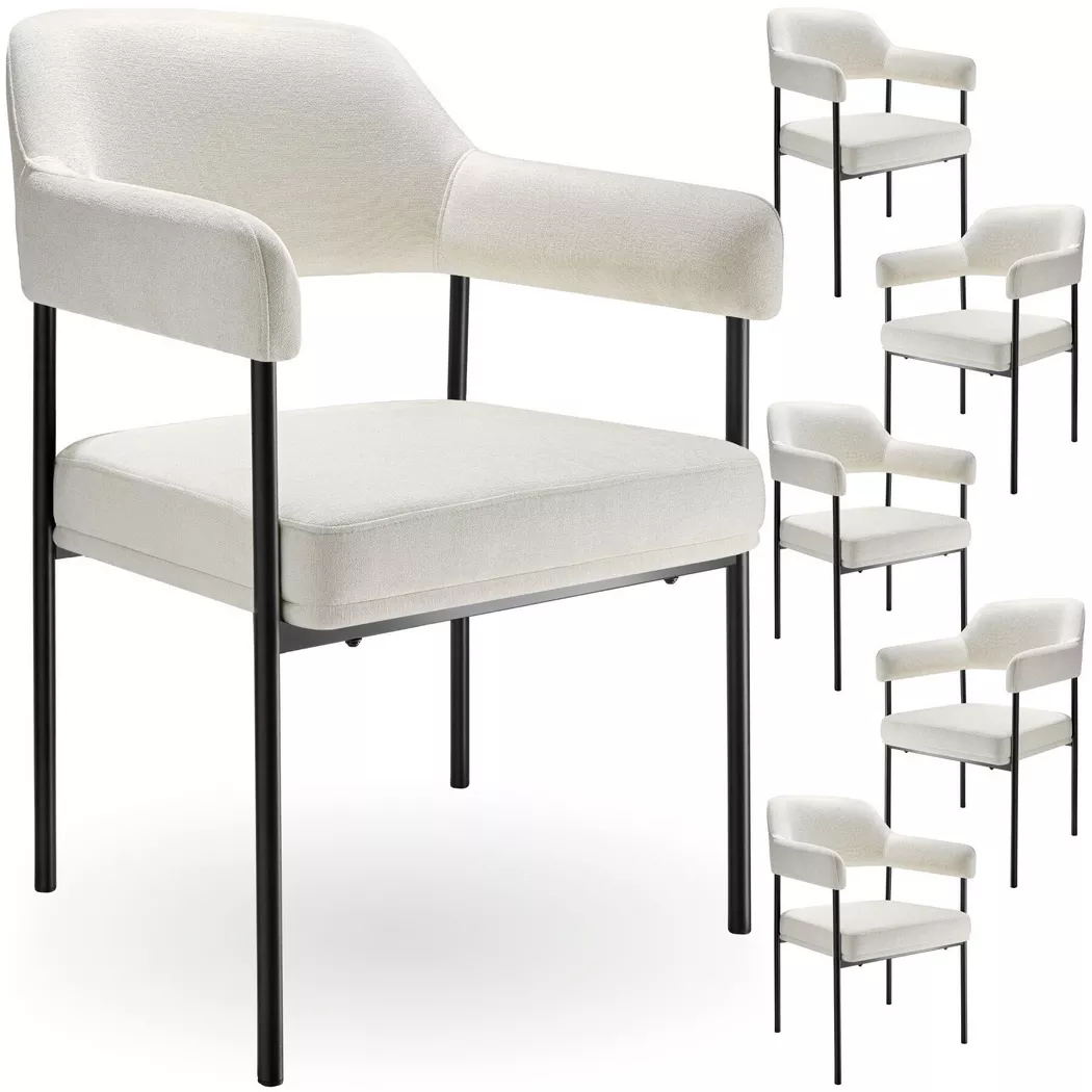 Tectake - Fauteuil DOÉ rembourré, 6 Stück, Noir/Blanc