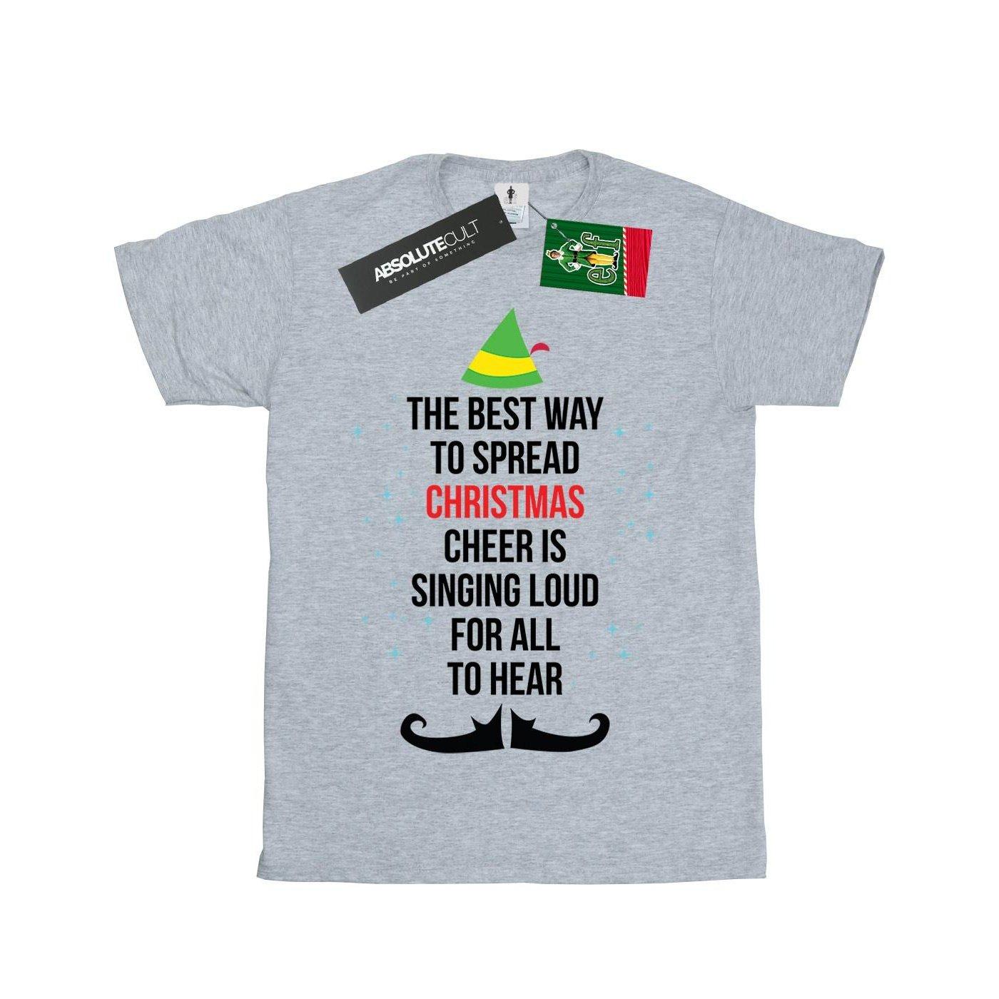 Image of Christmas Cheer Text Tshirt Mädchen Grau 152-158