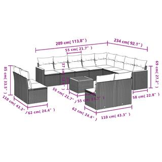 VidaXL Ensemble de canapés de jardin rotin synthétique  