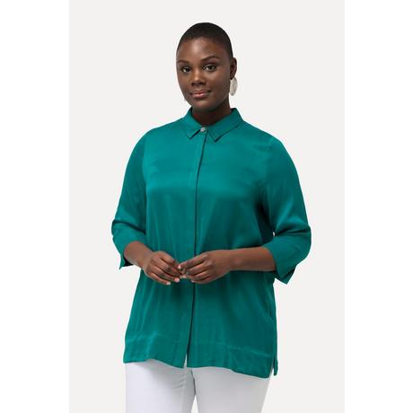 Ulla Popken  Blusa dal taglio squadrato con Cupro, collo da camicia e maniche a 3/4 